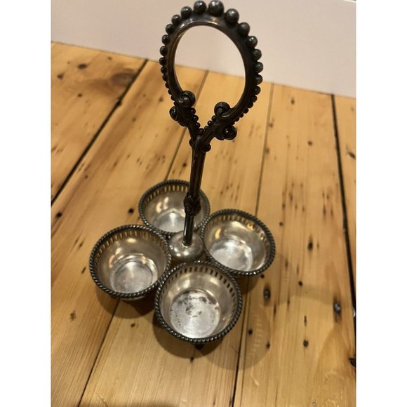 RARE Antique Reed & Barton #165 Cruet Set - Vintage Egg Holder - Condiment Caddy - Picture 4 of 7